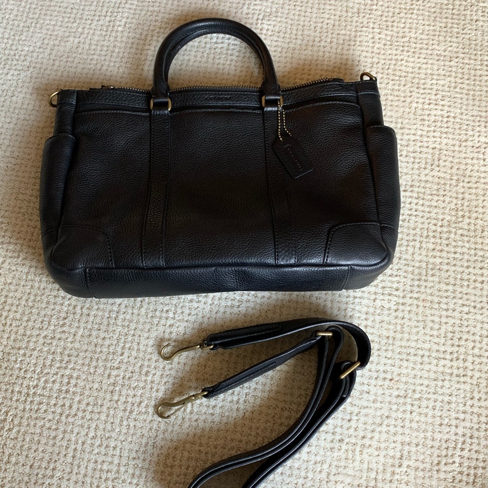 Coach Black Pebbled Leather Brief w Strap